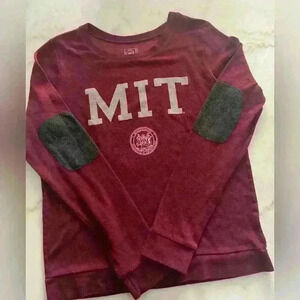 MIT thinks sweatshirt with elbow patches made in the USA by U-Trau maroon XL.